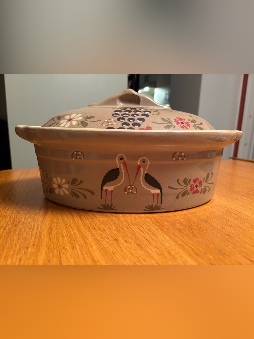 Soufflenheim Alsace French Clay Pot / Terrine – Stork Motif